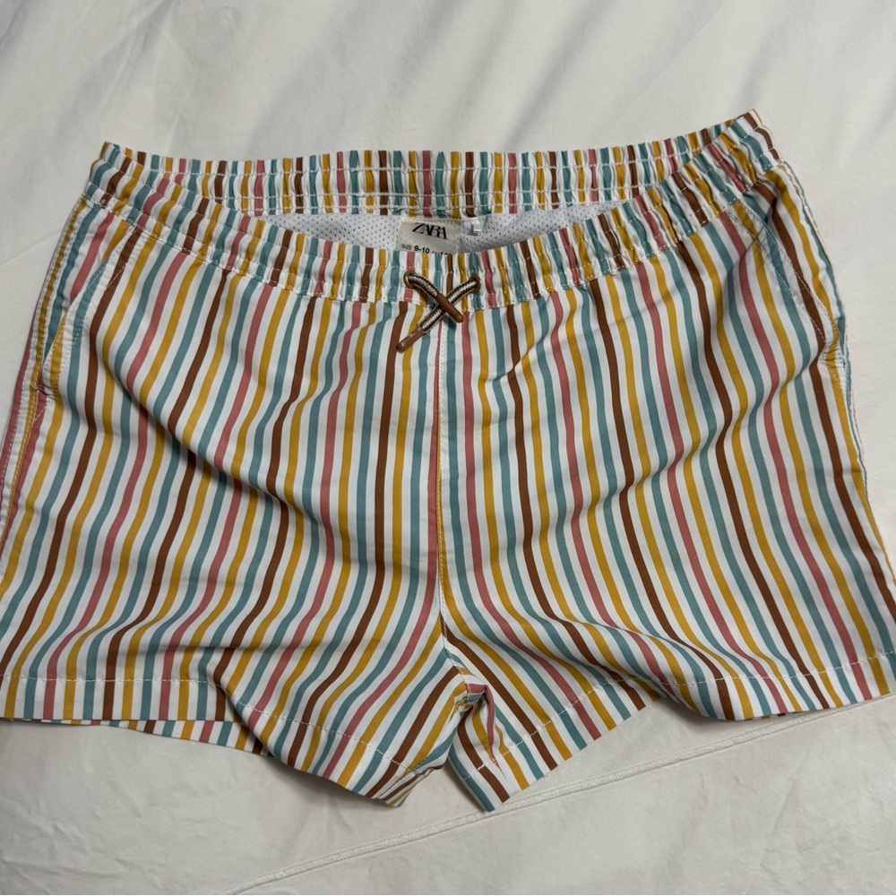 Zara Orange and White Swim Trunks for Summer